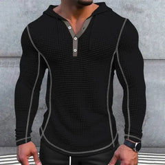 Casual Long Sleeve Button Hoodie Tee