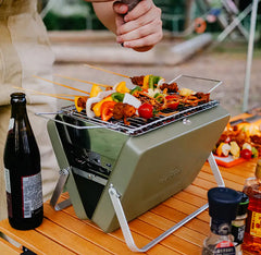 Portable Camping BBQ Folding Charcoal Stainless Steel Grill