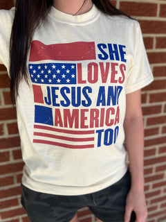 She Loves Jesus and America Too Tee