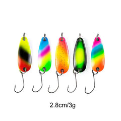 Colorful Single Hook Fishing Spoons 5-10 Pieces