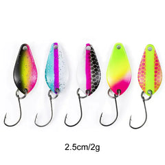 Colorful Single Hook Fishing Spoons 5-10 Pieces