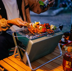 Portable Camping BBQ Folding Charcoal Stainless Steel Grill